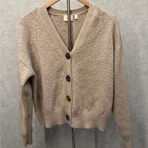 Cozy Diamond-Knit Button Cardigan Sweater - Taupe